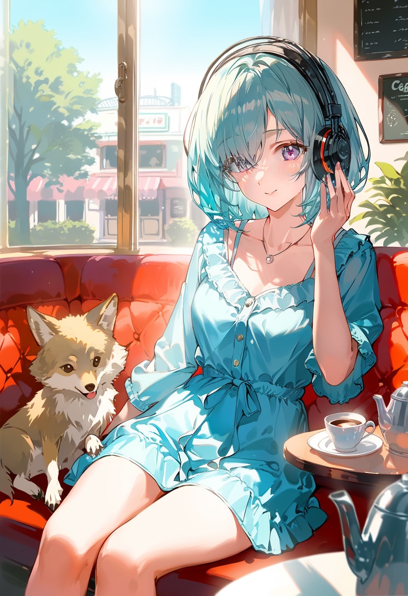 午後の自由時間、音楽でも聴いてリラックスしたいわ！ | の人気AIイラスト・グラビア