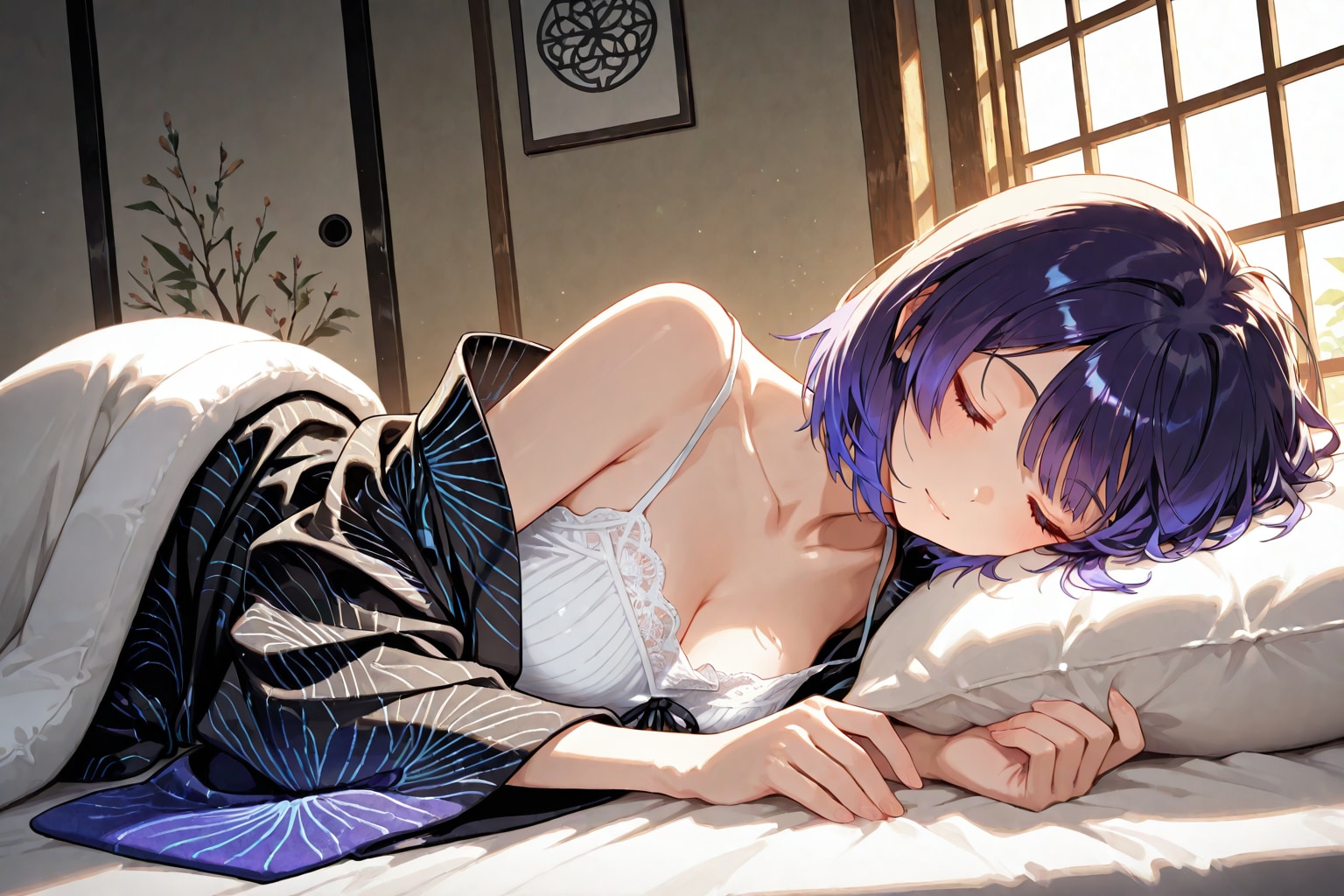 藍の夜、静寂を抱く眠れる美女