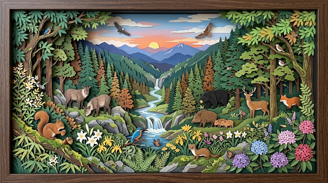 豊かな山の生態系 Rich mountain ecosystem | の人気AIイラスト・グラビア