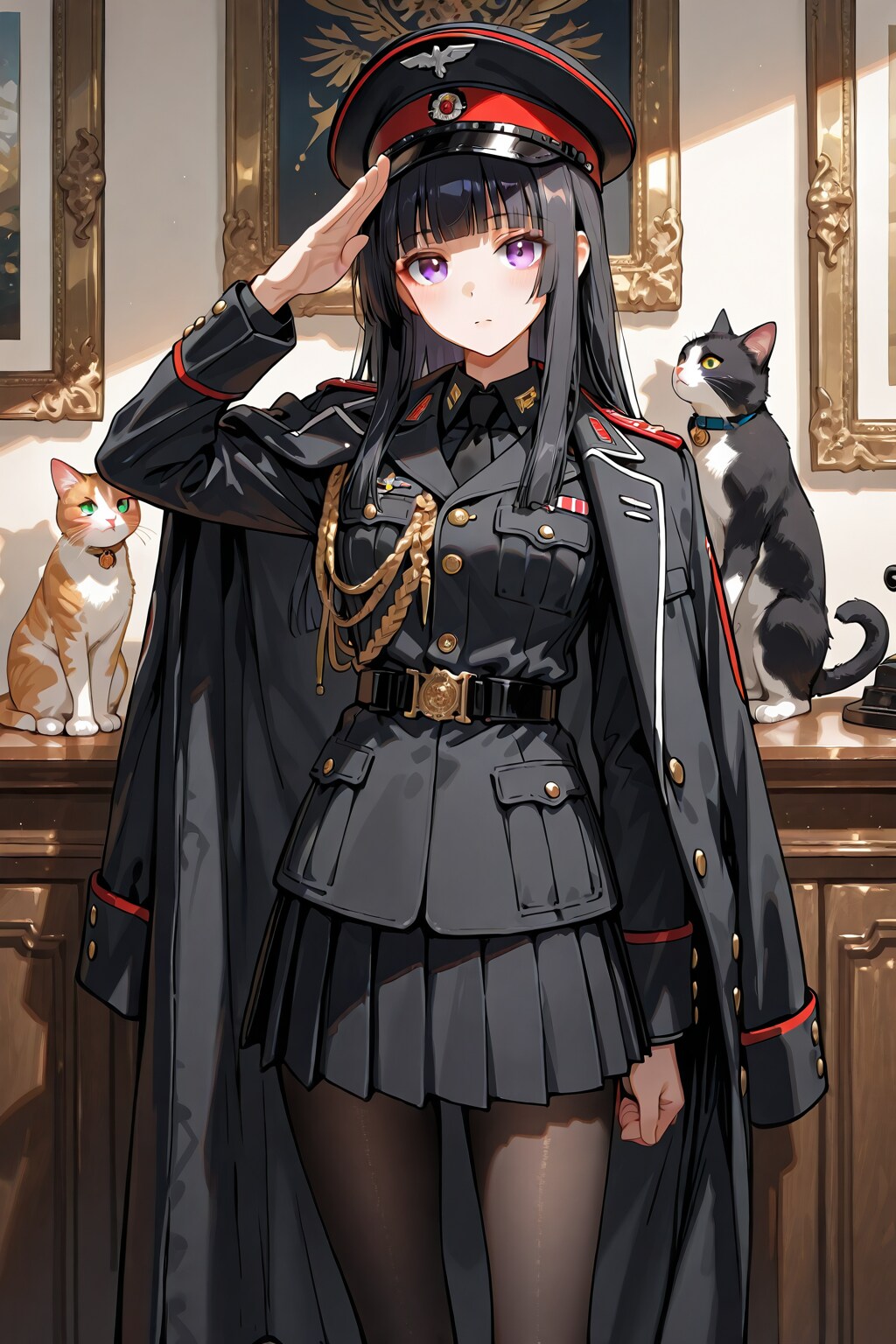 軍服ちゃんと猫 | の人気AIイラスト・グラビア
