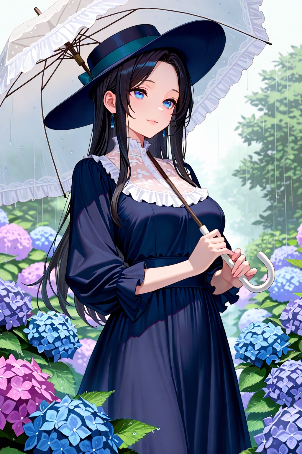 紫陽花と淑女