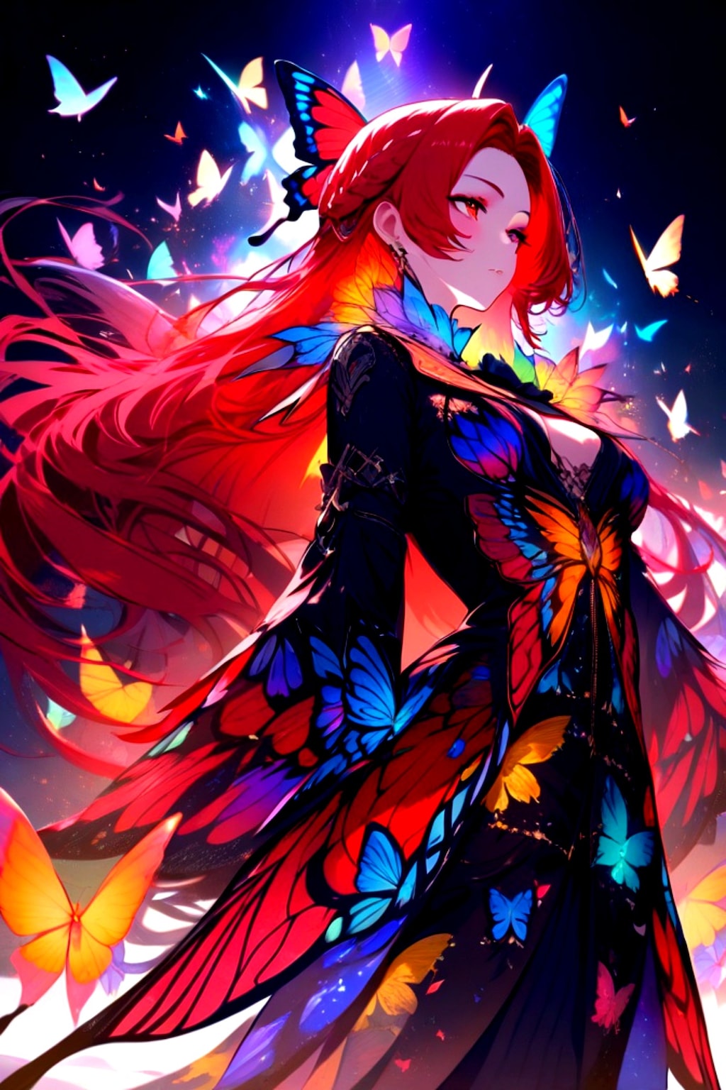 蝶と赤髪ちゃん