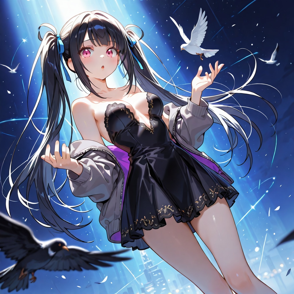 SSRカードになった黒髪ツインテ娘