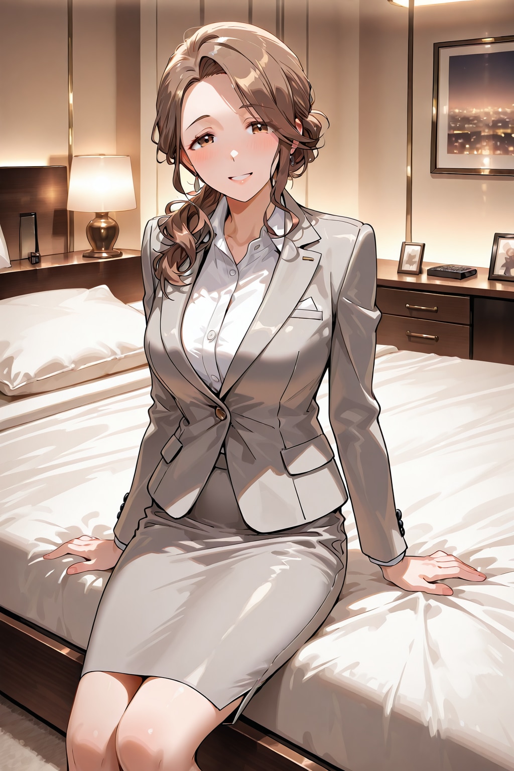 憧れの女上司と出張で相部屋になった | の人気AIイラスト・グラビア