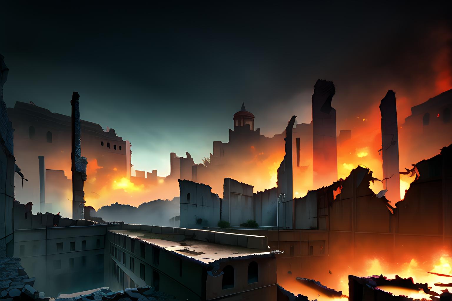 ＯＫな背景(荒廃した街) | の人気AIイラスト・グラビア