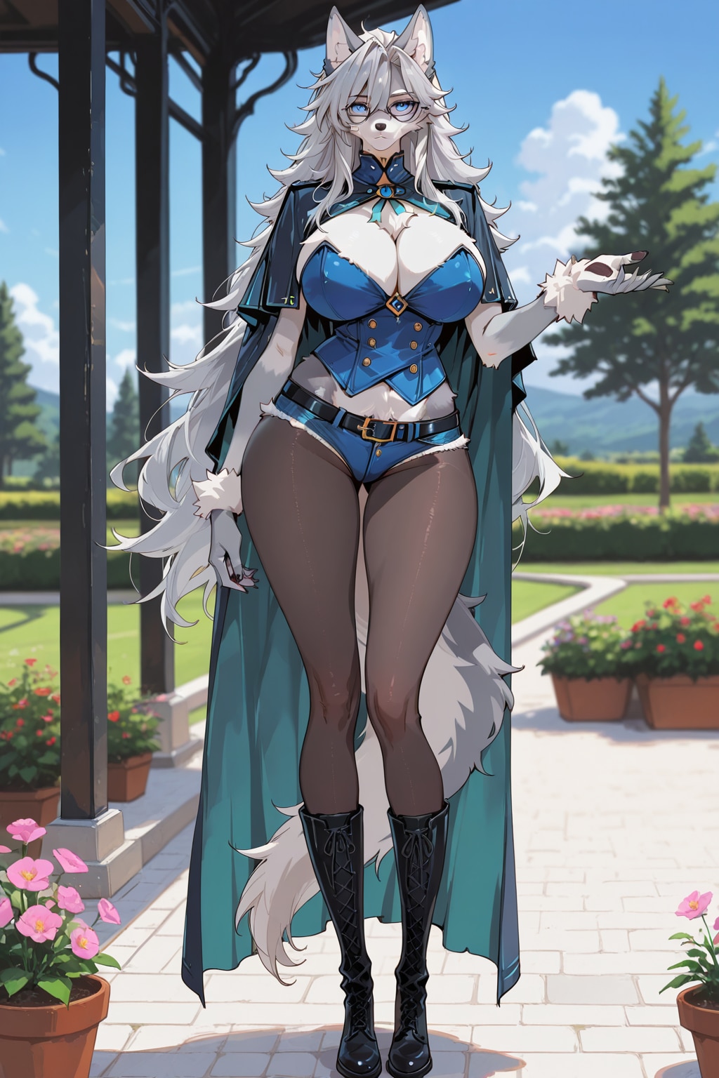 銀髪ロングの狼娘