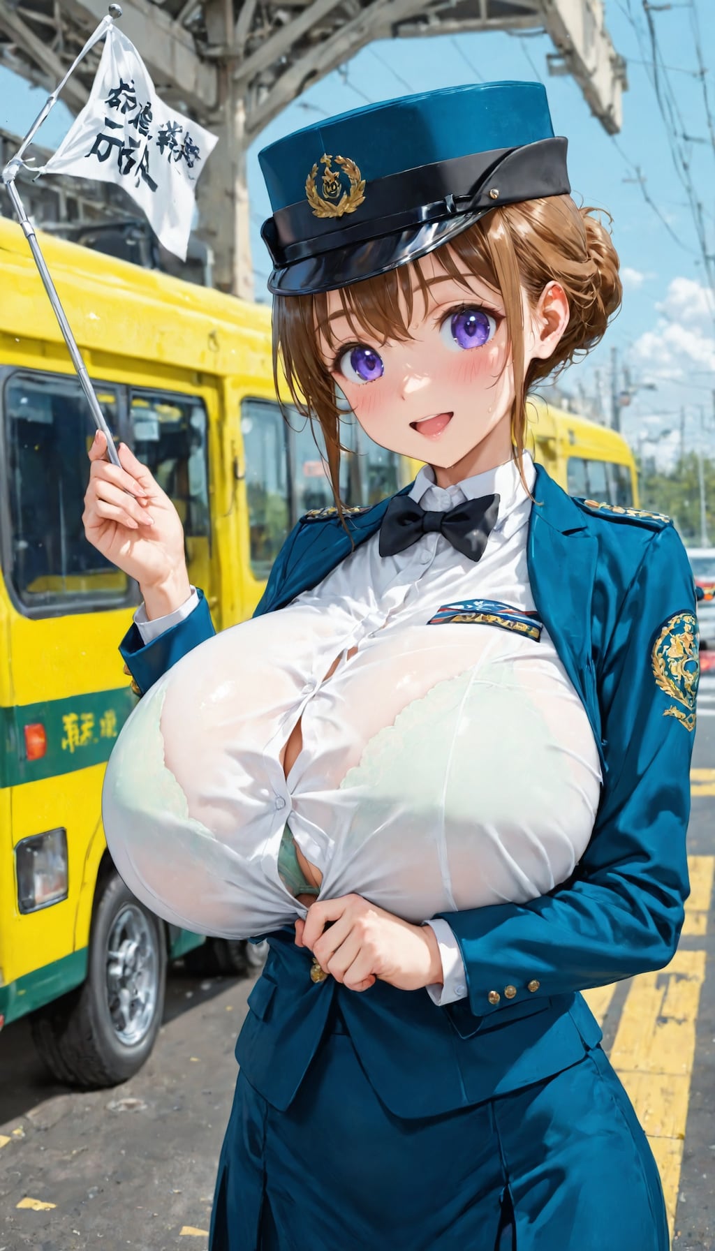 少し透けてるバスガイドさん