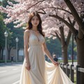 桜の木の下の女性 4枚目