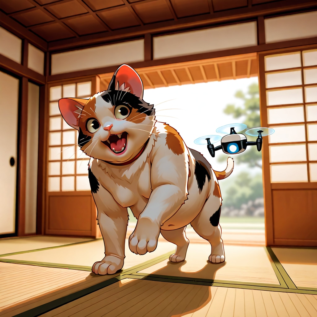 １ミニドローンでいたずらチュウー