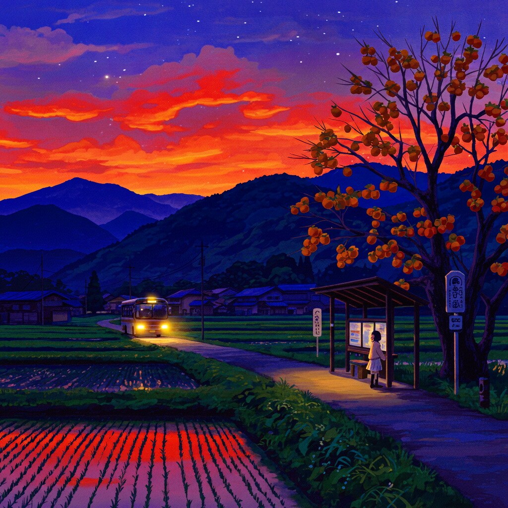 柿の木のあるバス停