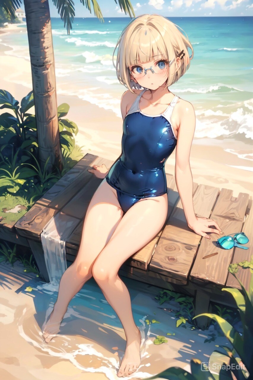 スク水の眼鏡っ娘
