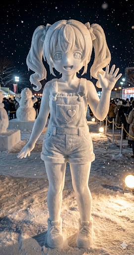 雪まつり〜炭酸少女オレンジちゃんの雪像〜 | の人気AIイラスト・グラビア