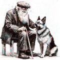 老人と犬 2枚目
