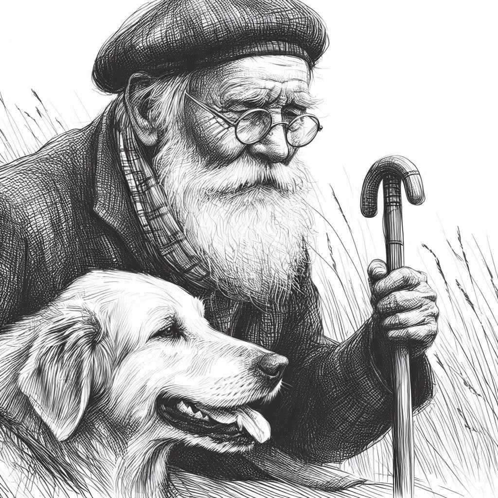 老人と犬