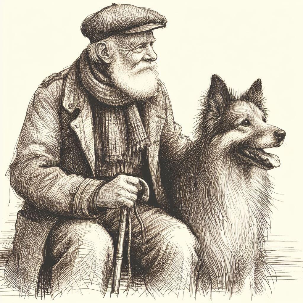 老人と犬