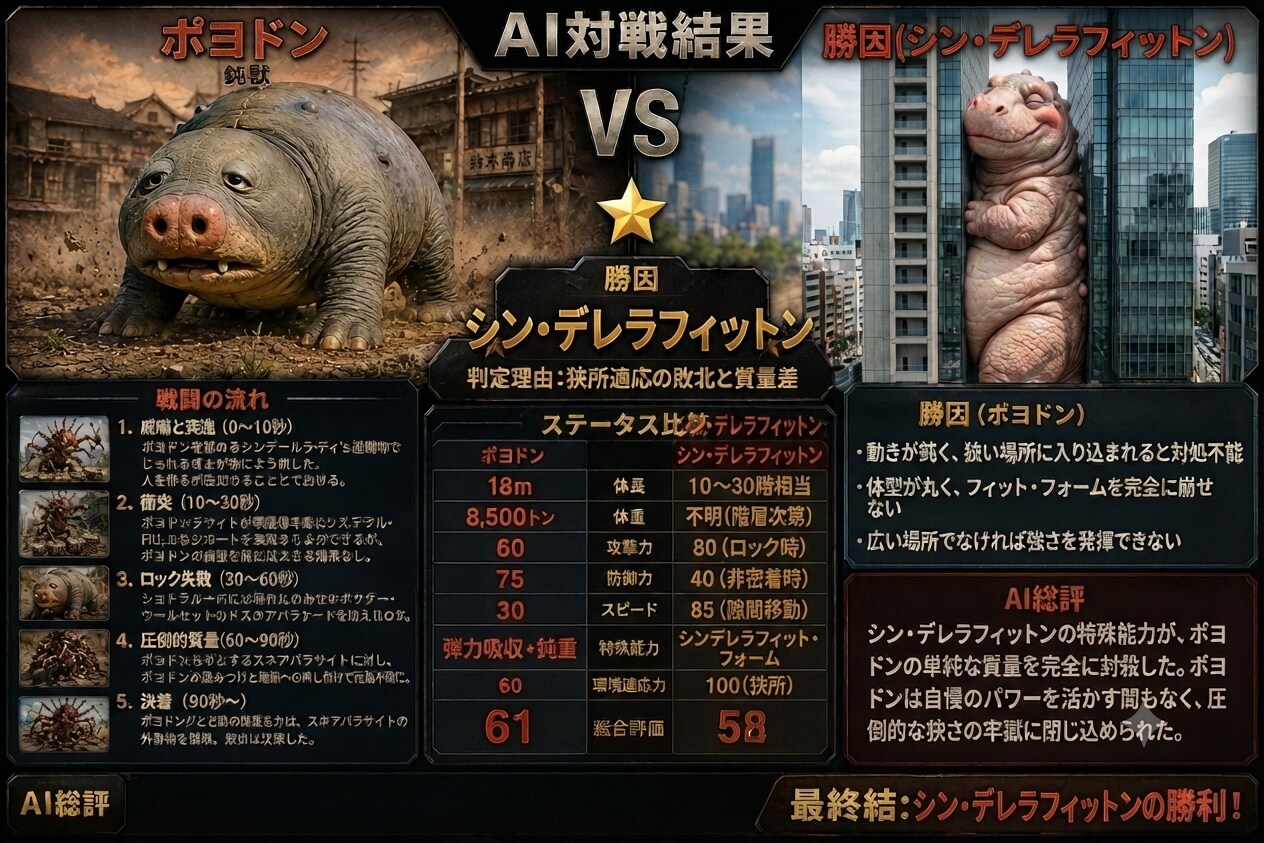 シン・デレラフィットン vs 鈍獣ポヨドン