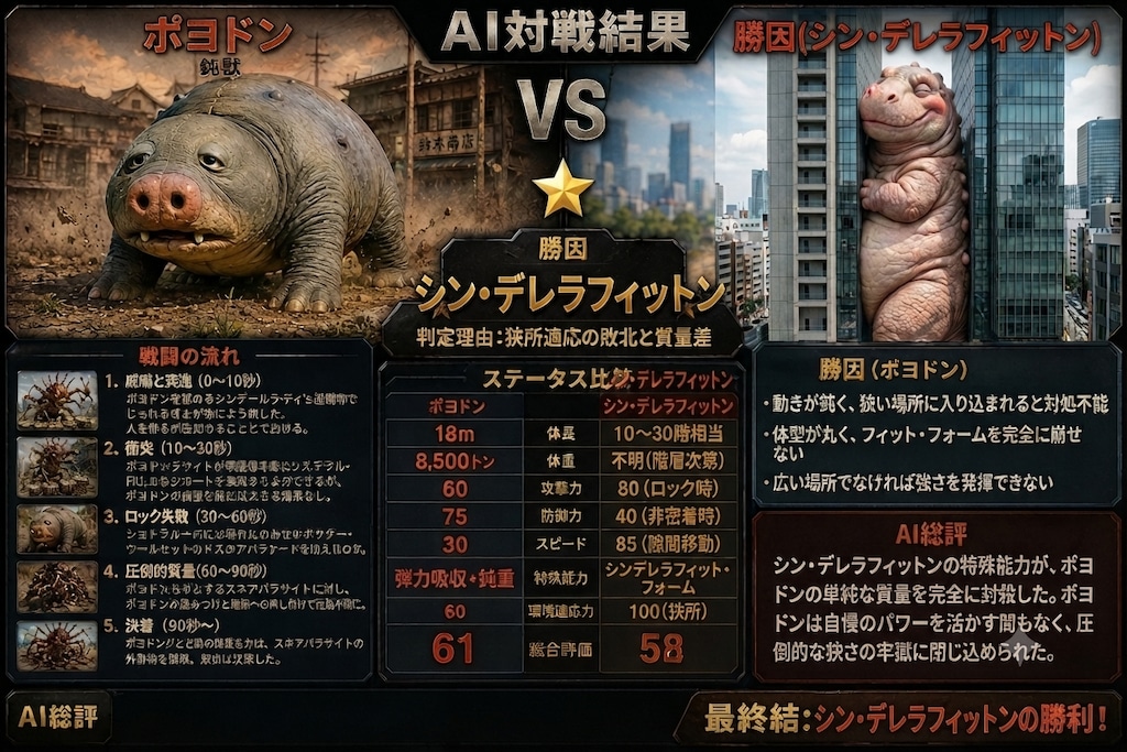 シン・デレラフィットン vs 鈍獣ポヨドン