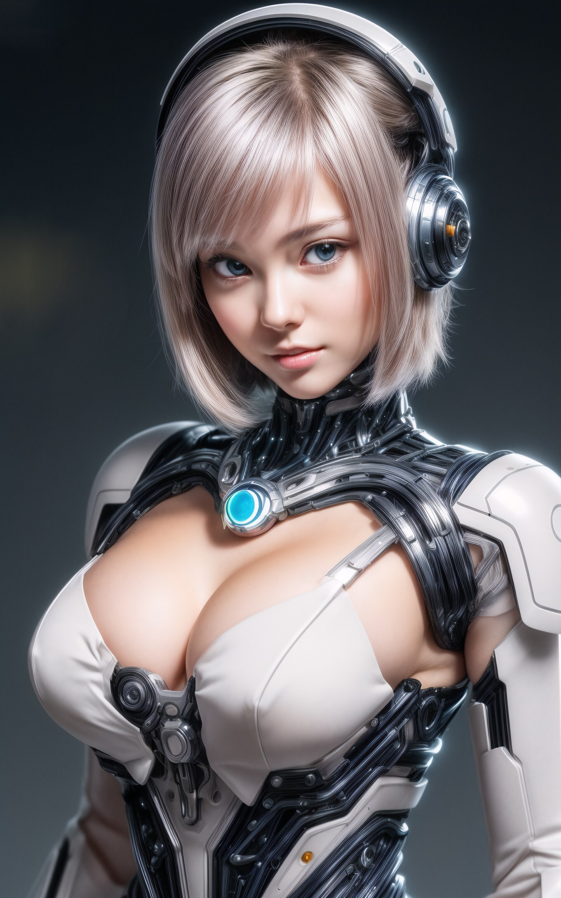 メカメカしい娘の谷間