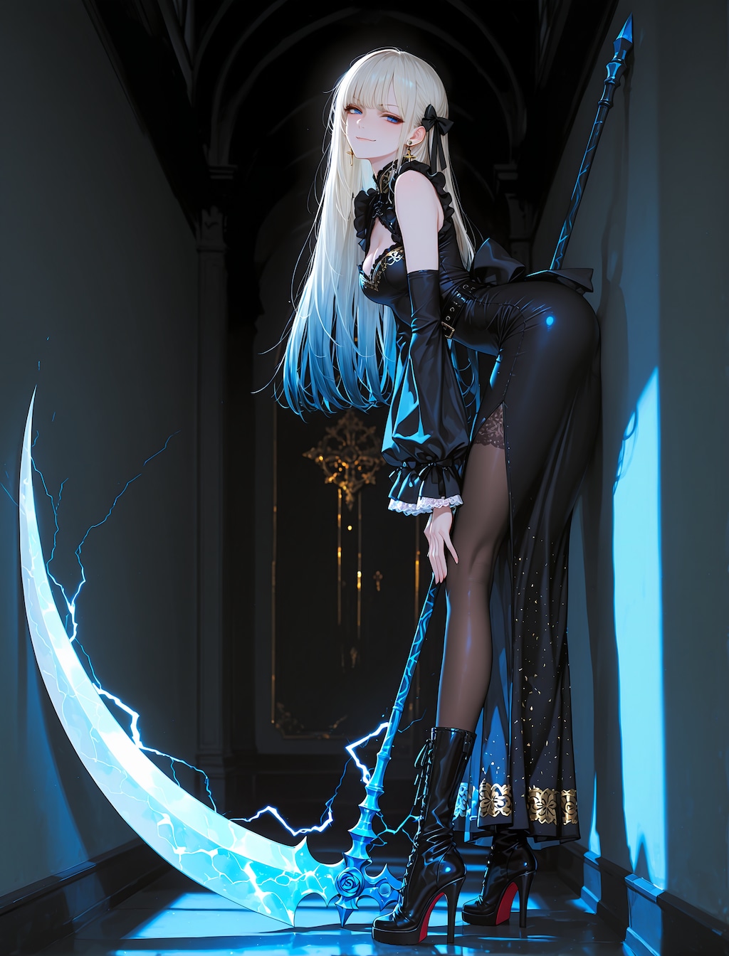 鎌持ったお姉さん