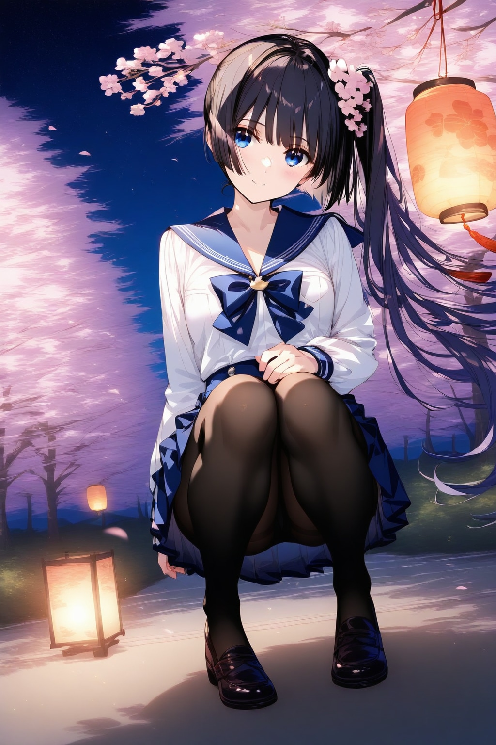 夜桜とセーラー服 | の人気AIイラスト・グラビア