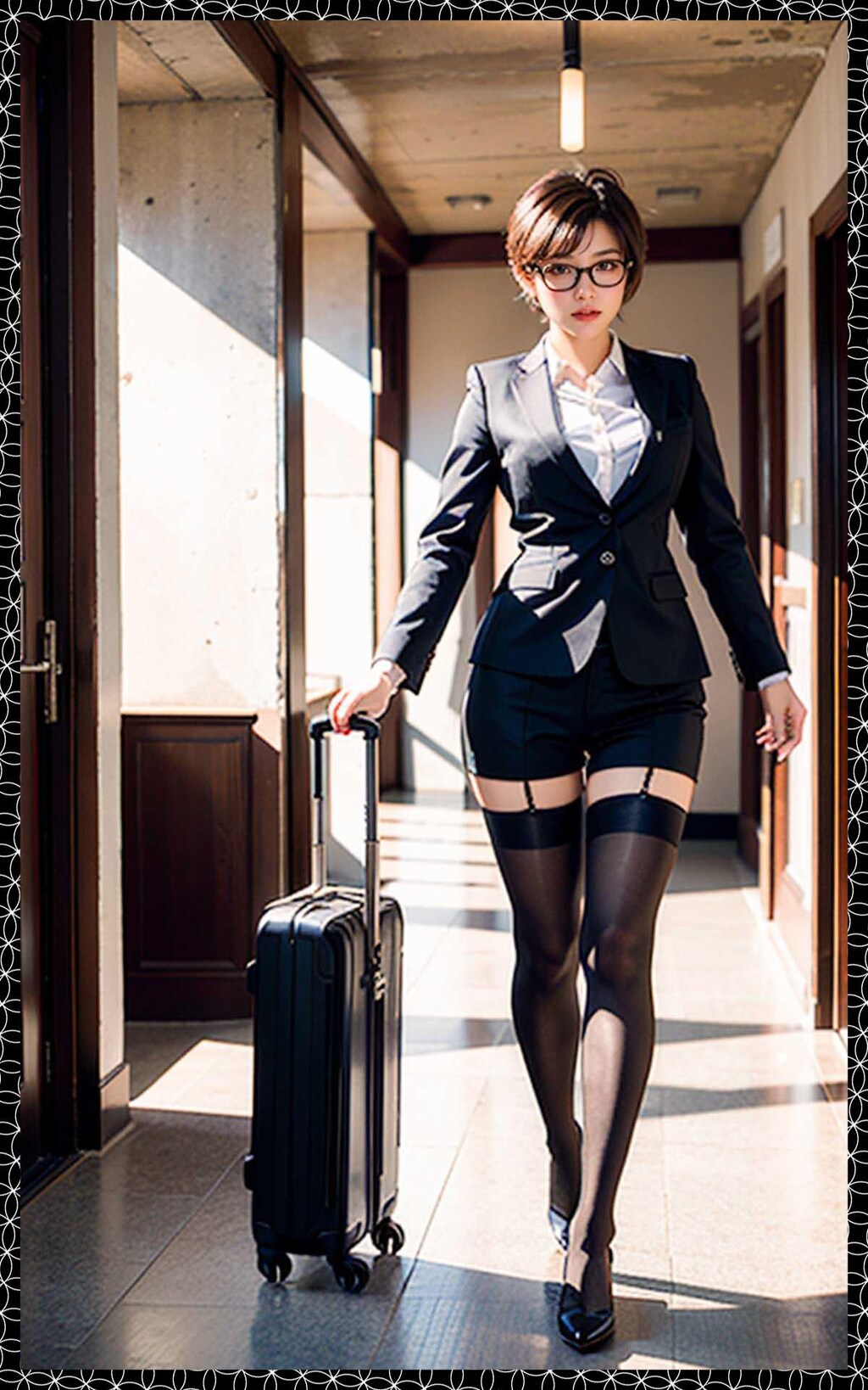 ショートカット眼鏡OL　Short cut glasses OL