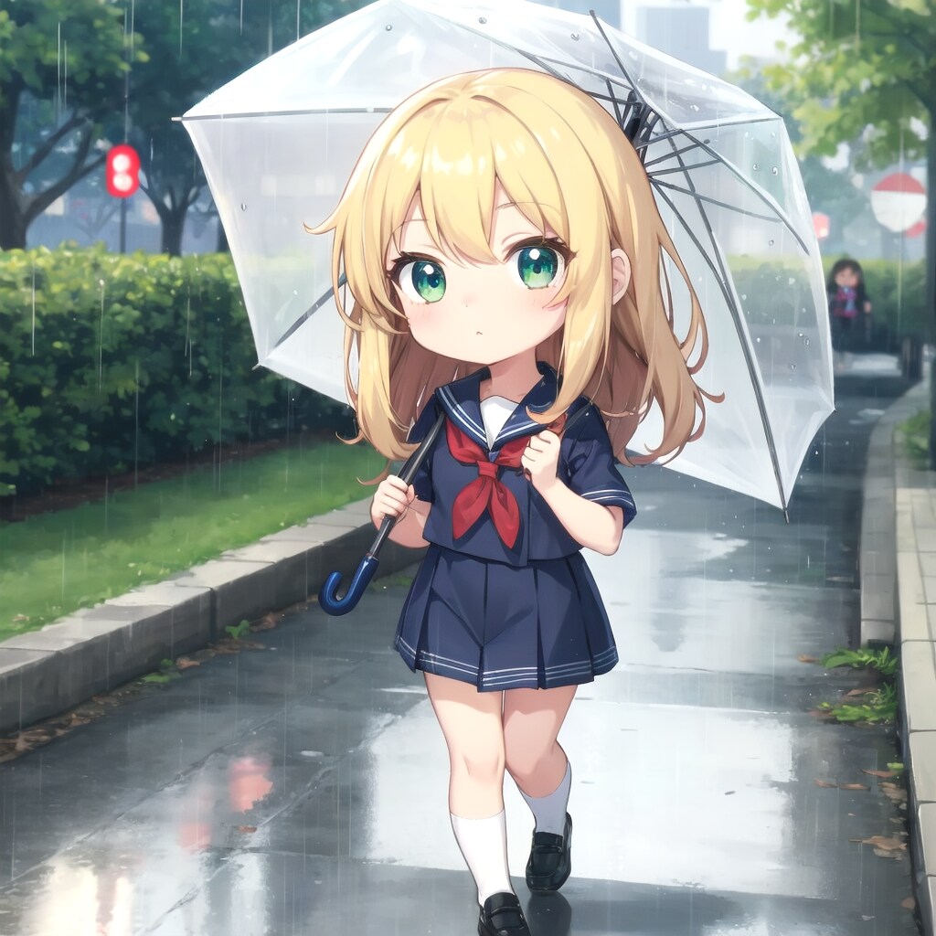 ちちぷいちゃん雨の中を歩く