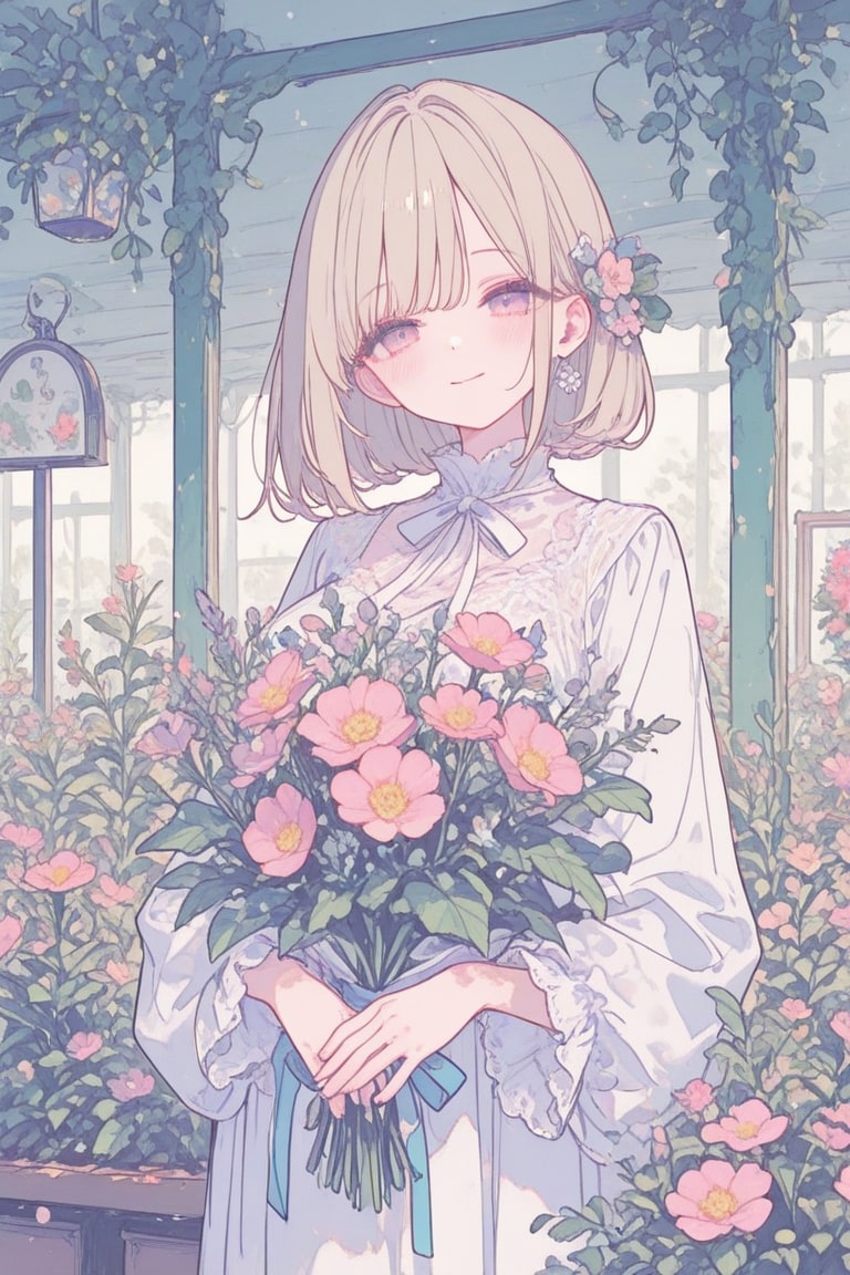 花束と少女 | の人気AIイラスト・グラビア