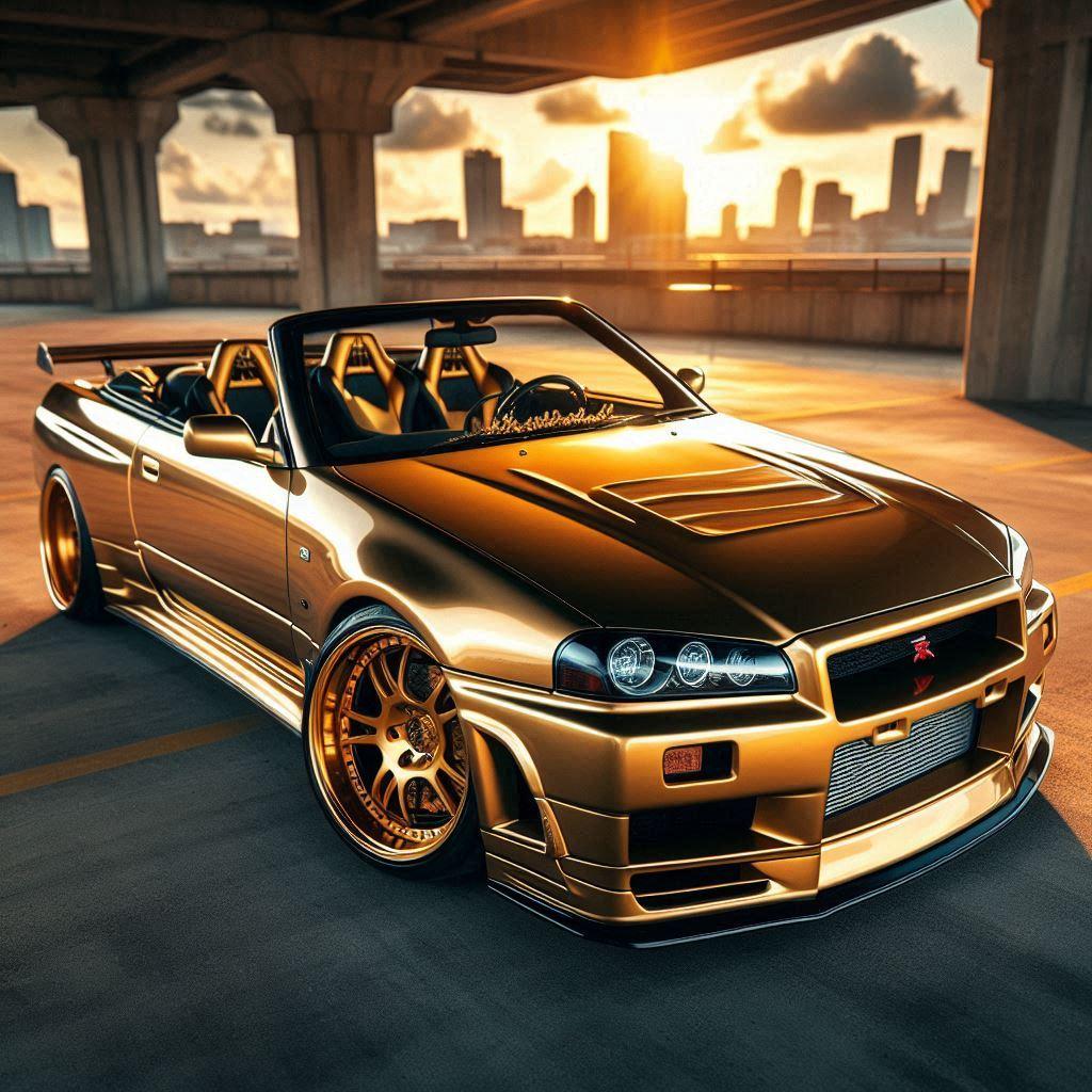 純金製スカイラインGT-Rオープンカーのドリ車 | の人気AIイラスト・グラビア