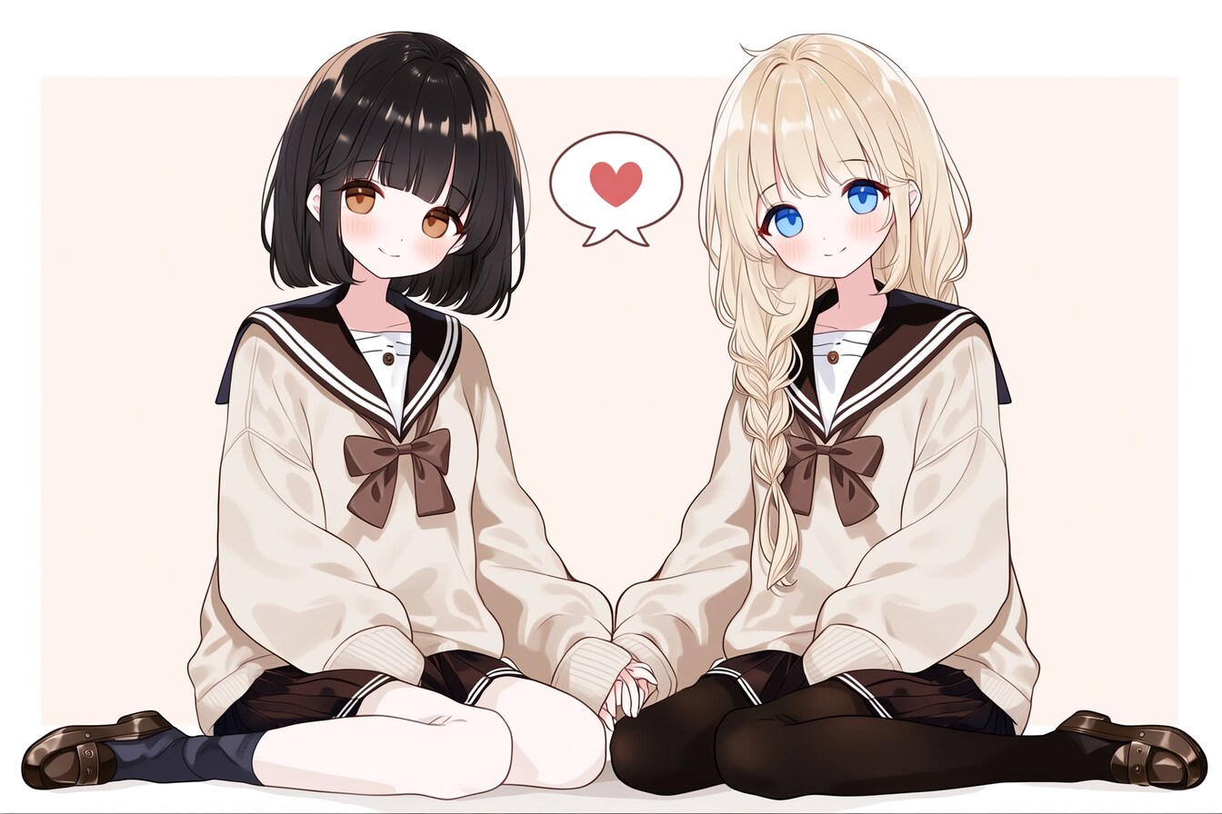 二人のJK240 | の人気AIイラスト・グラビア