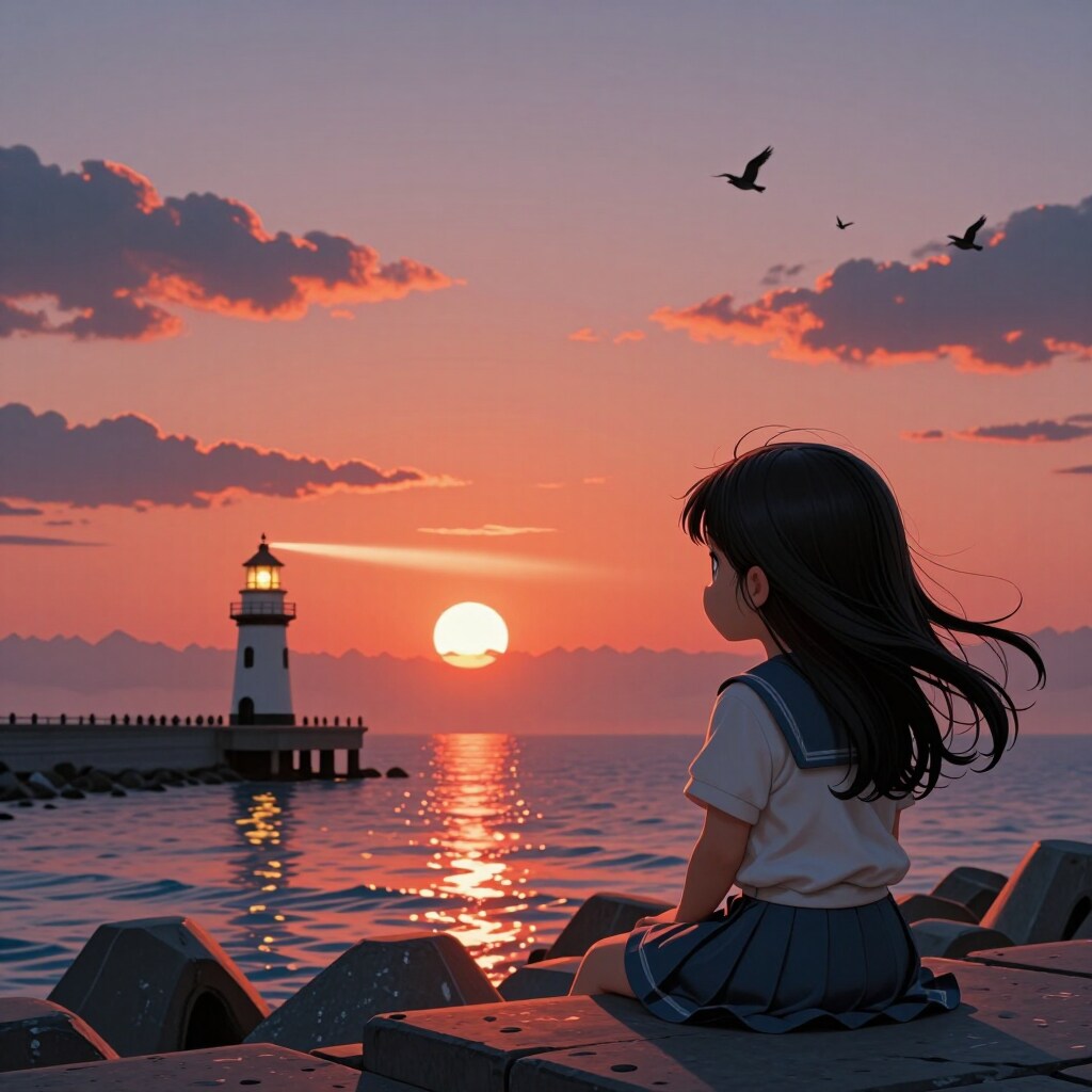 Z-Image-Turbo-Animeで夕暮れ