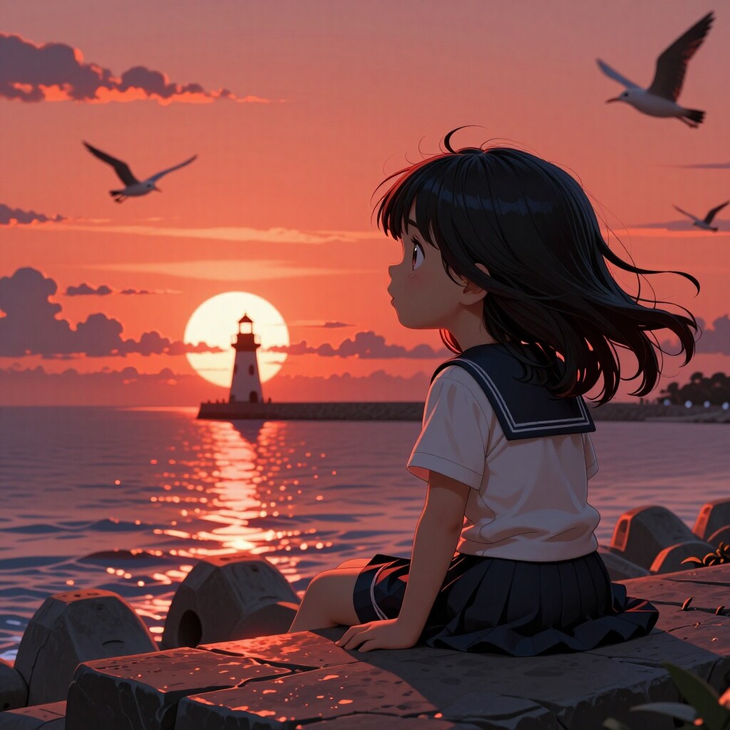 Z-Image-Turbo-Animeで夕暮れ