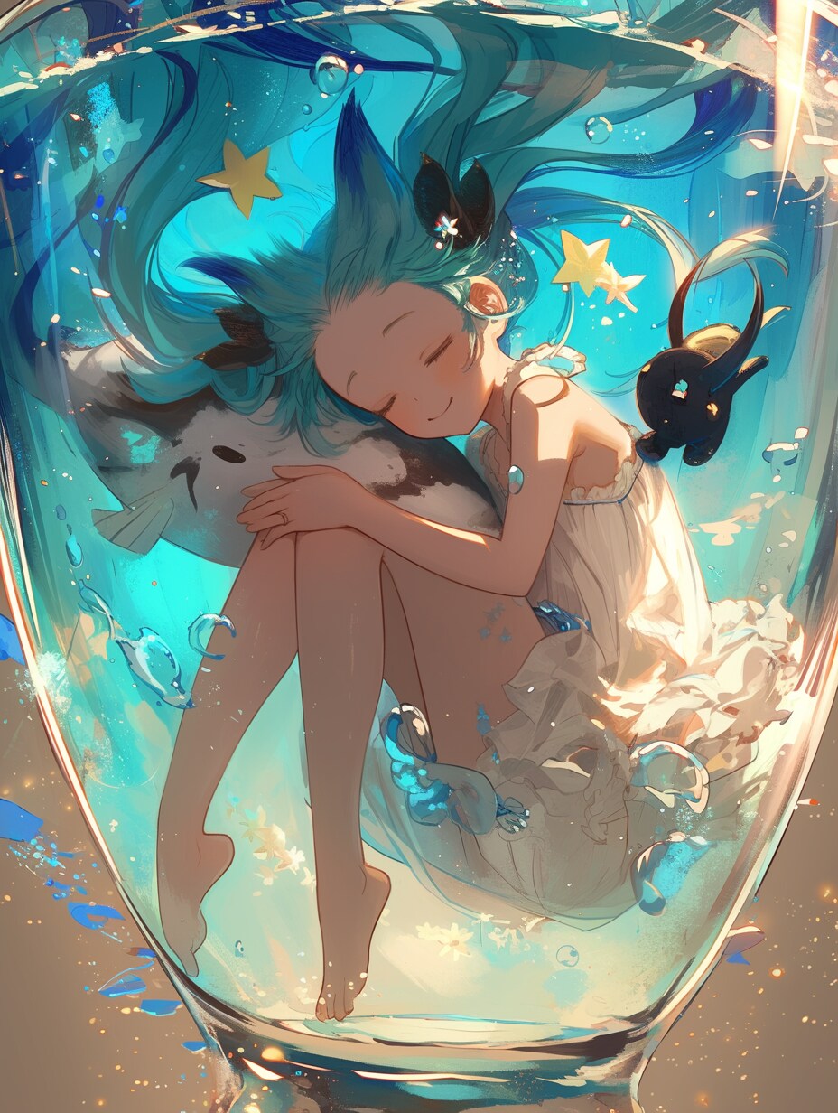 「瓶詰の少女」碧18 | の人気AIイラスト・グラビア