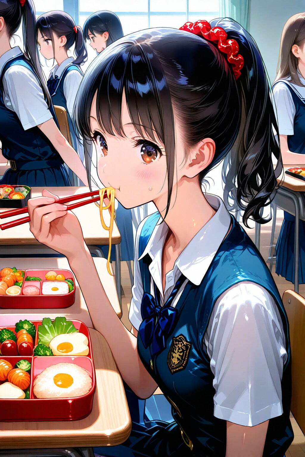 お弁当を食べるJK | の人気AIイラスト・グラビア