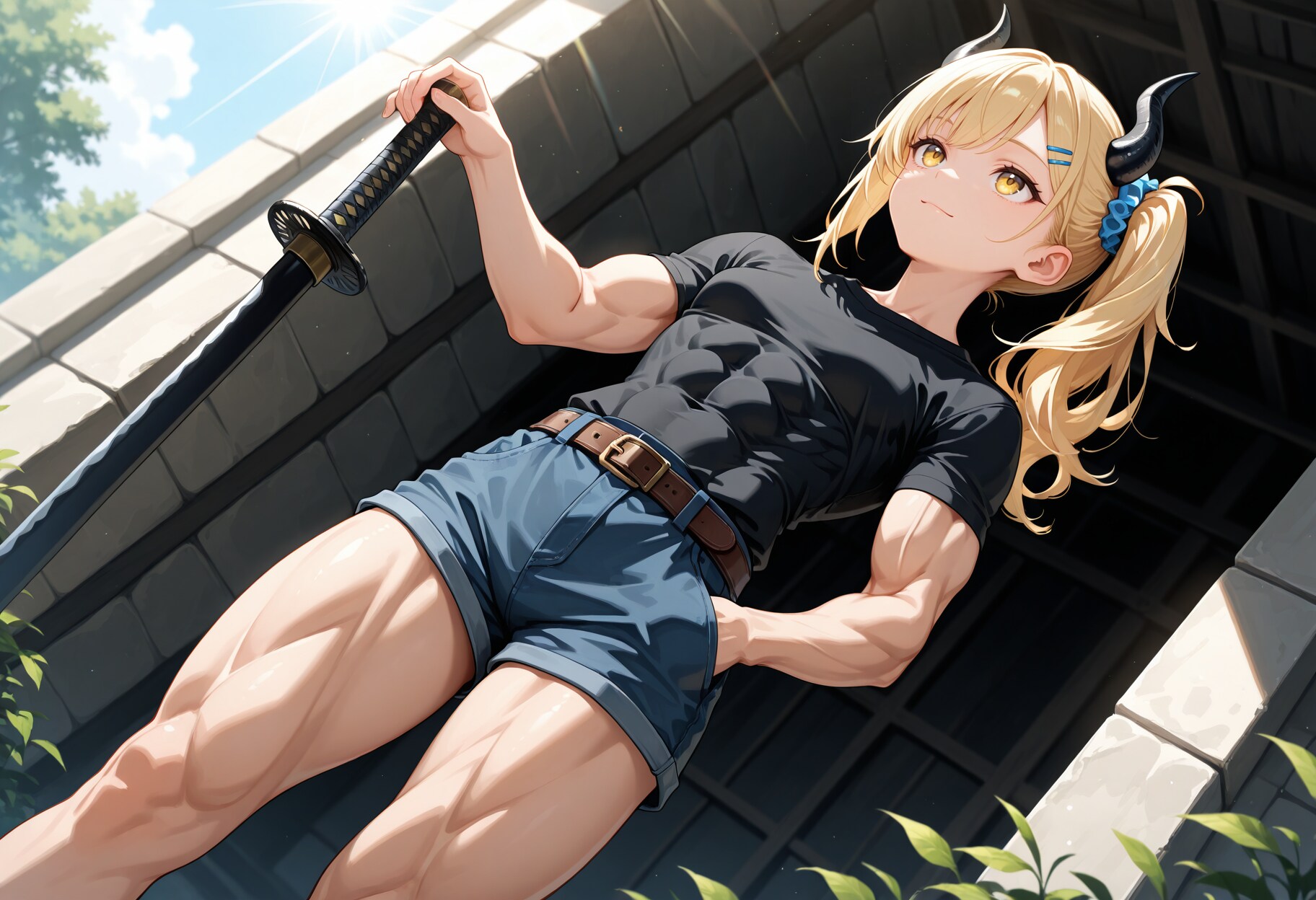 夏の日差しと夏服女鬼高生さん