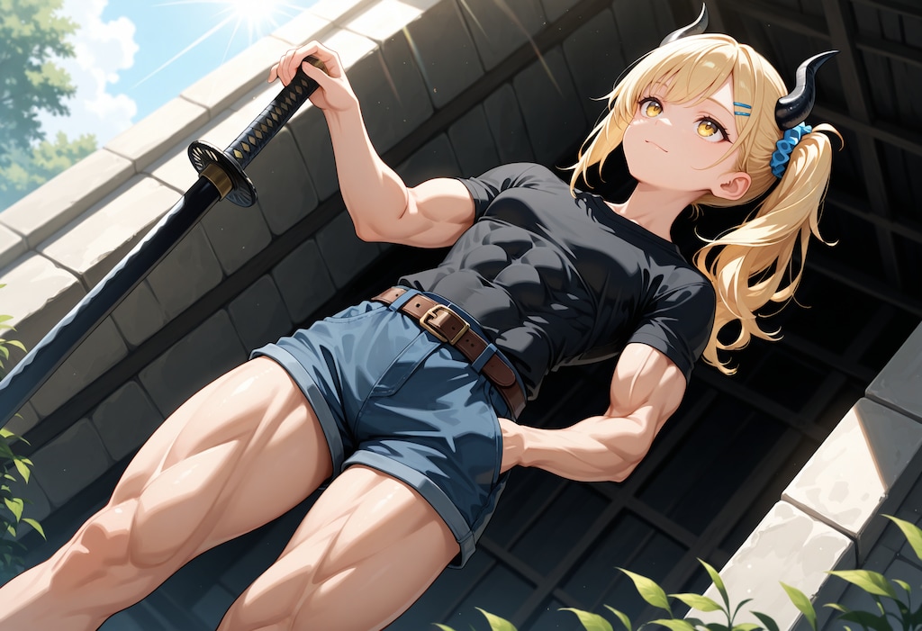 夏の日差しと夏服女鬼高生さん