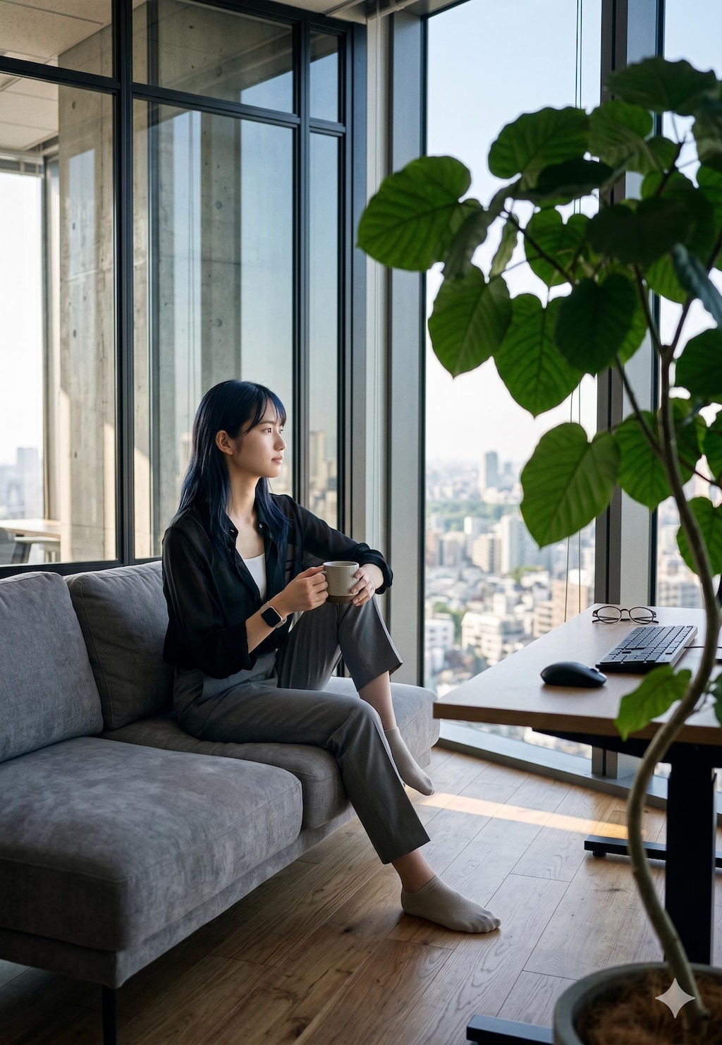 普通の美人　Webデザイナー・始業前のリラックス
