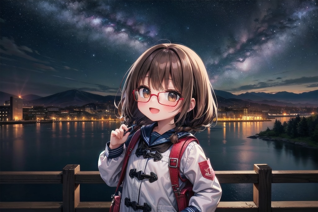 学校帰りに見上げる夜空