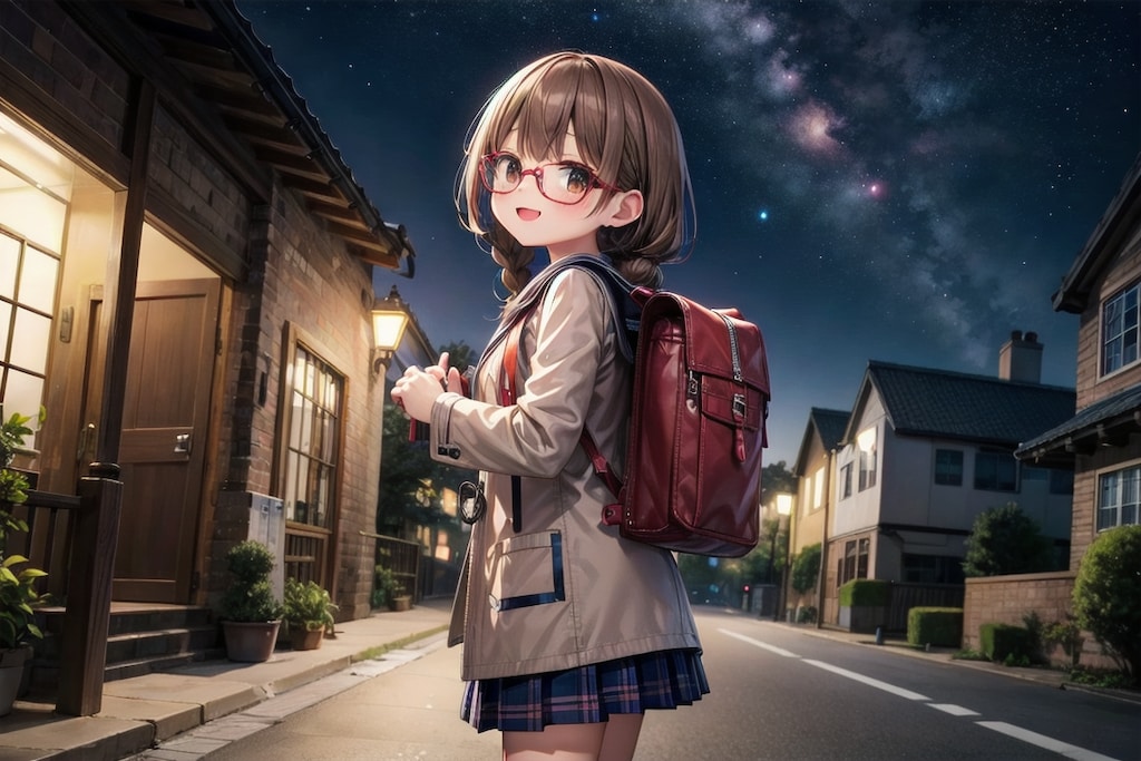 学校帰りに見上げる夜空