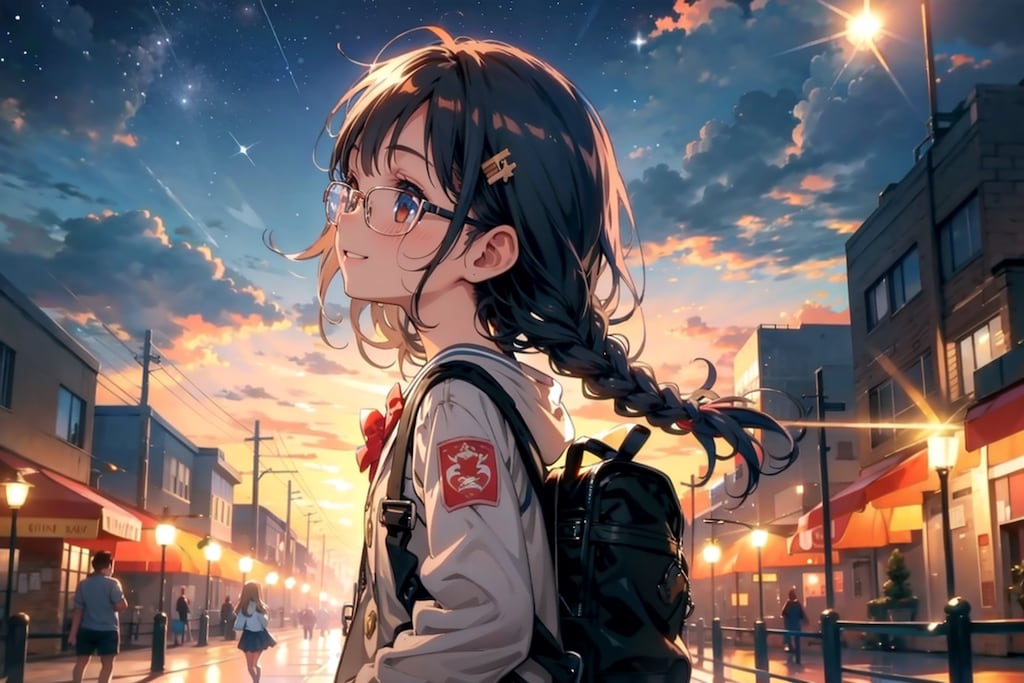 学校帰りに見上げる夜空
