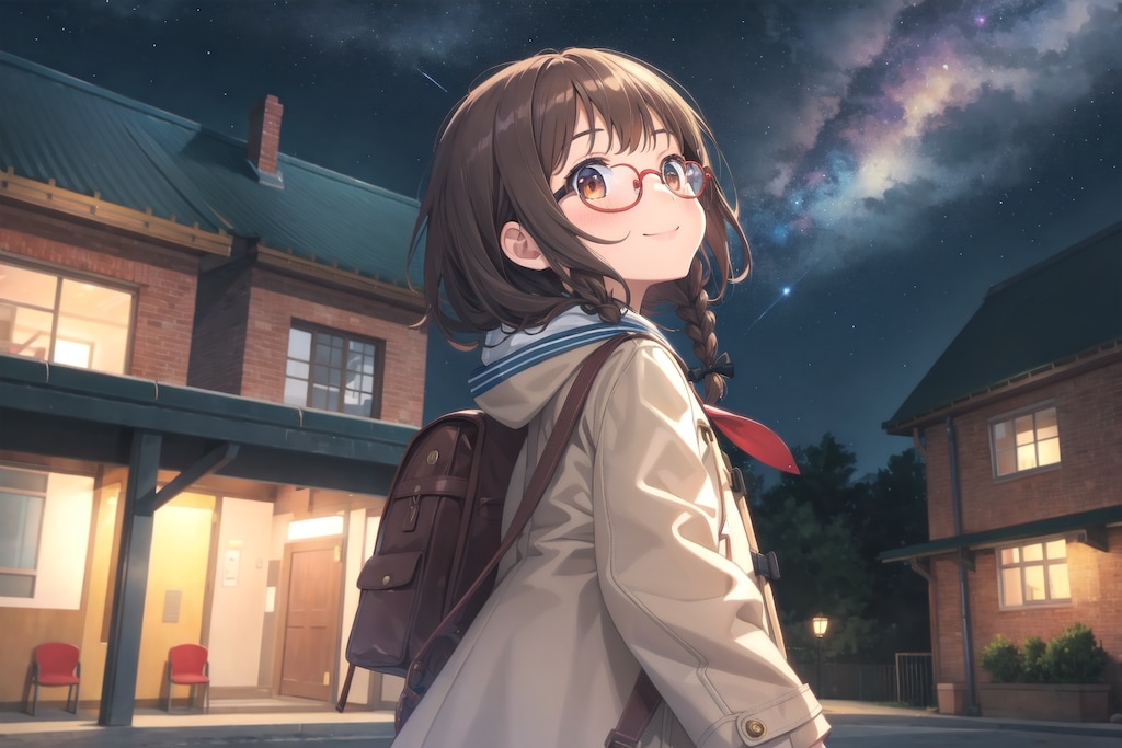 学校帰りに見上げる夜空