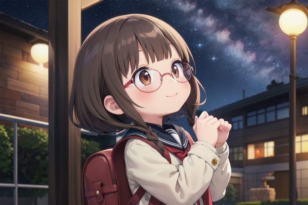 学校帰りに見上げる夜空