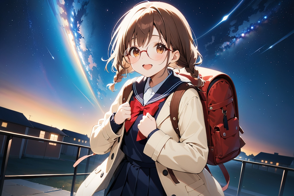 学校帰りに見上げる夜空