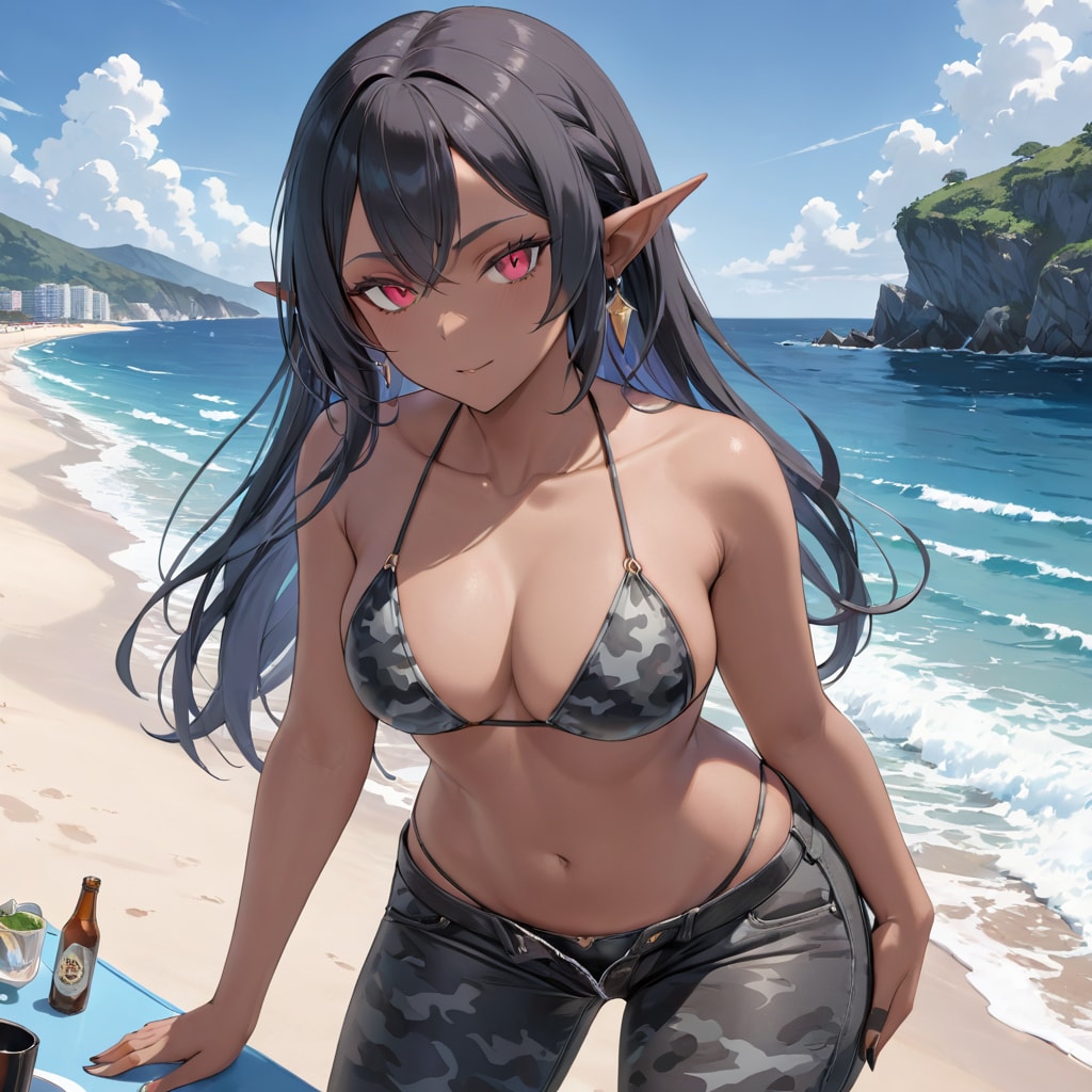 黒髪ダークエルフ