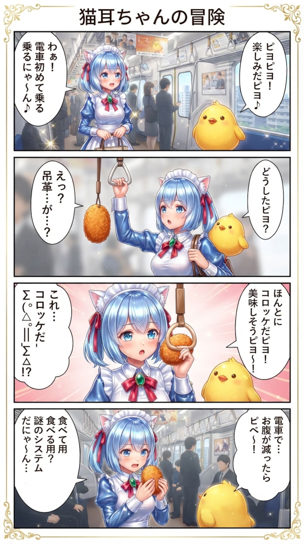 猫耳ちゃんの冒険　コロッケのつり革？