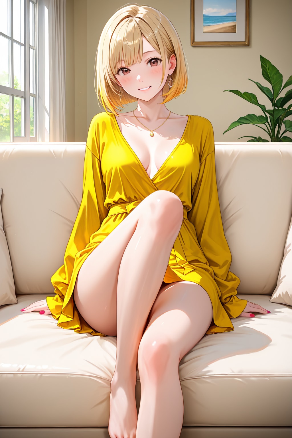 ソファーで寛ぐ美玲ちゃん