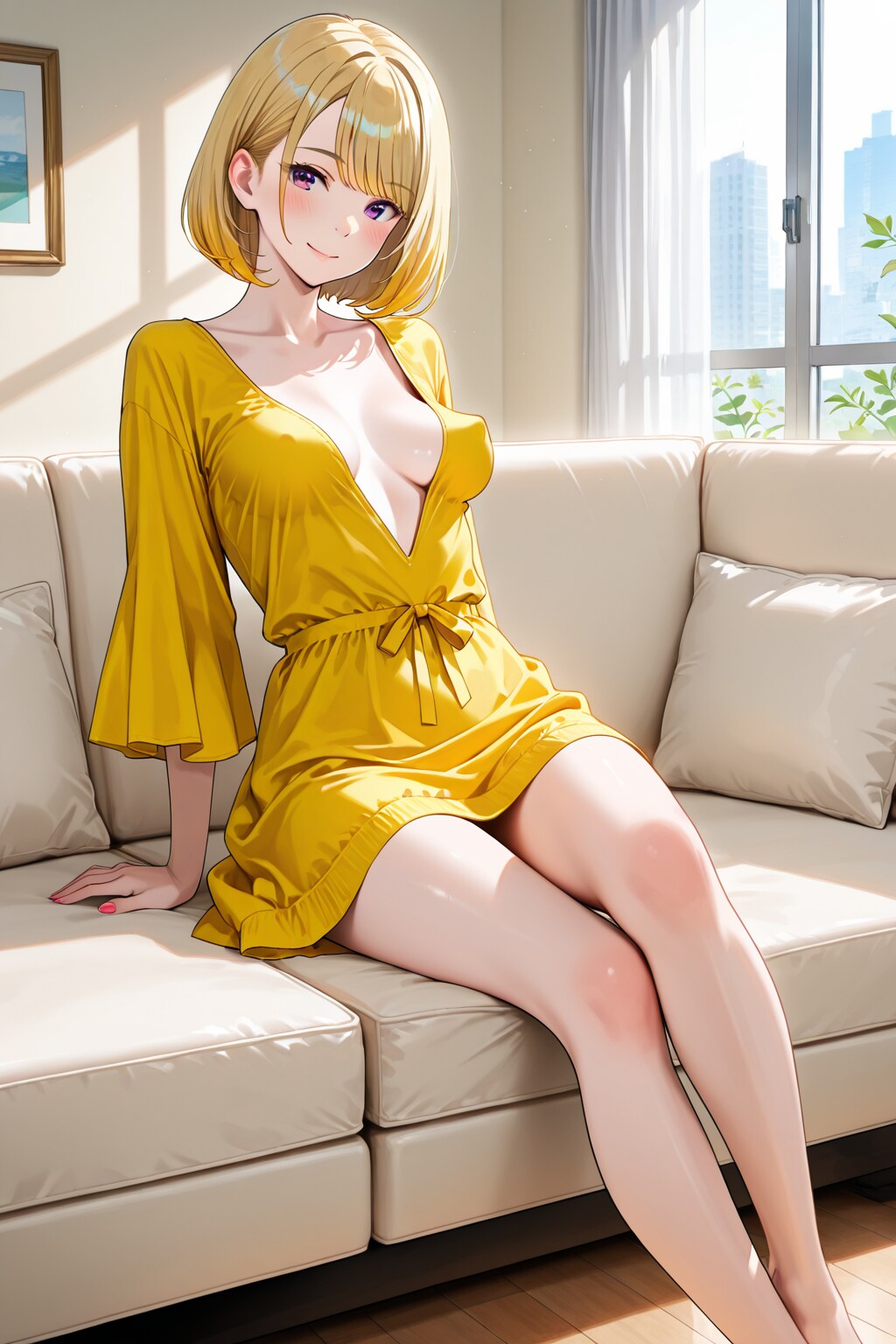 ソファーで寛ぐ美玲ちゃん