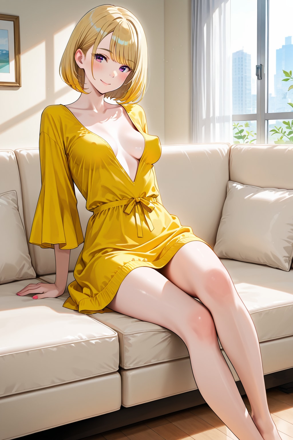 ソファーで寛ぐ美玲ちゃん