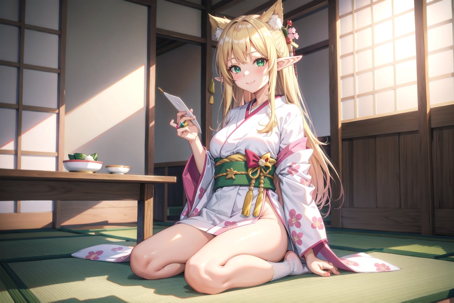 ピンク着物のマリーネさん | の人気AIイラスト・グラビア