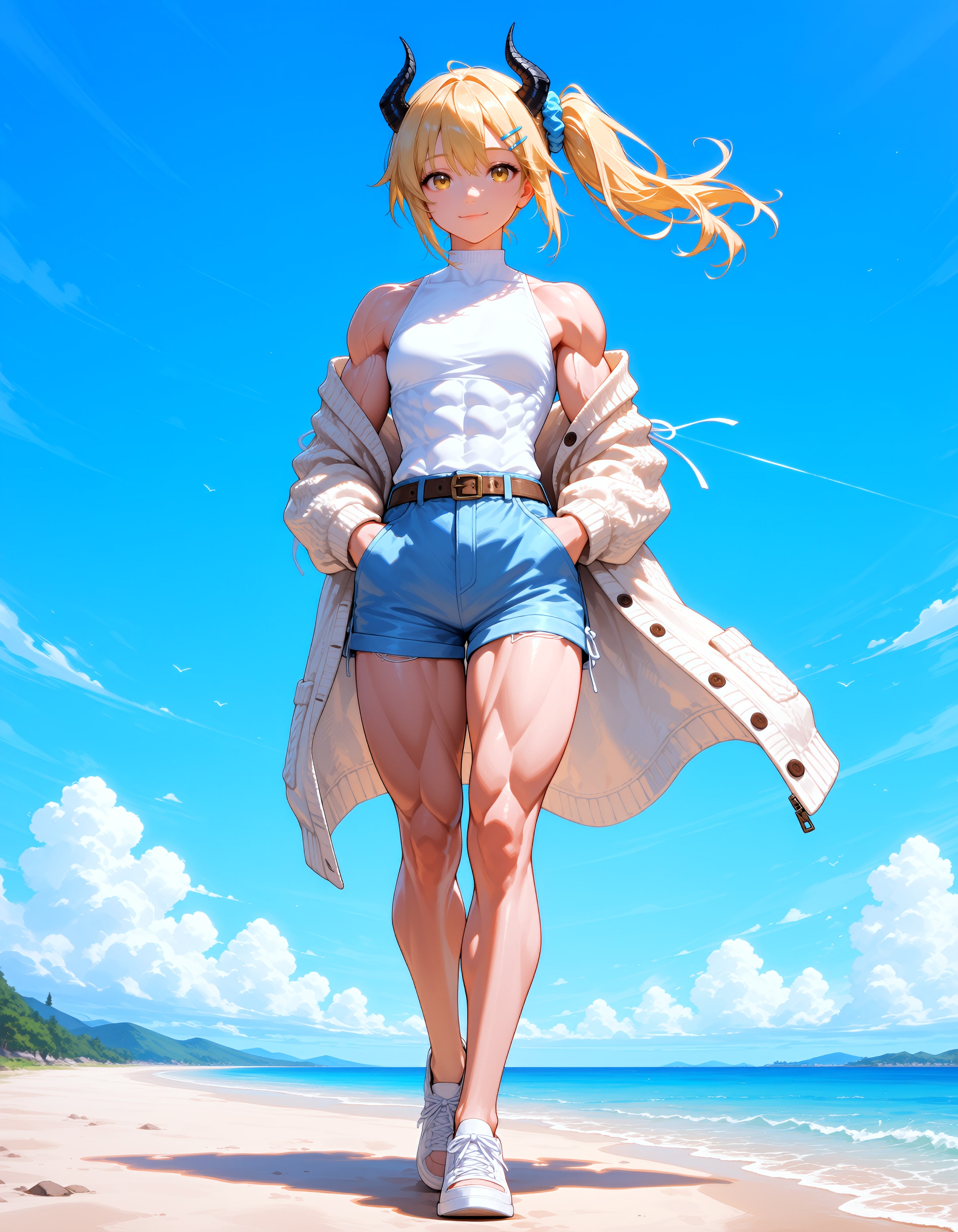 夏ファッション女鬼高生さん