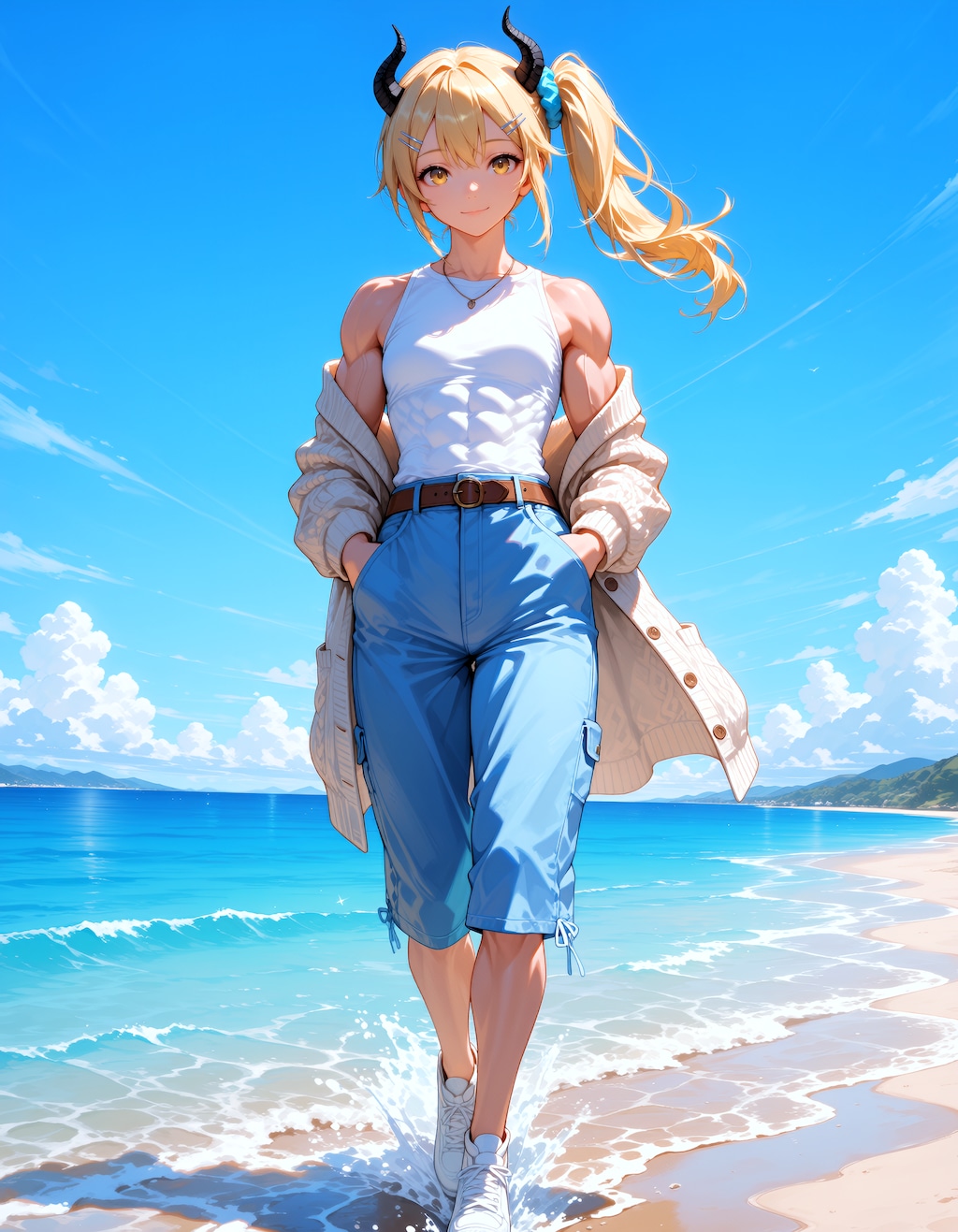夏ファッション女鬼高生さん